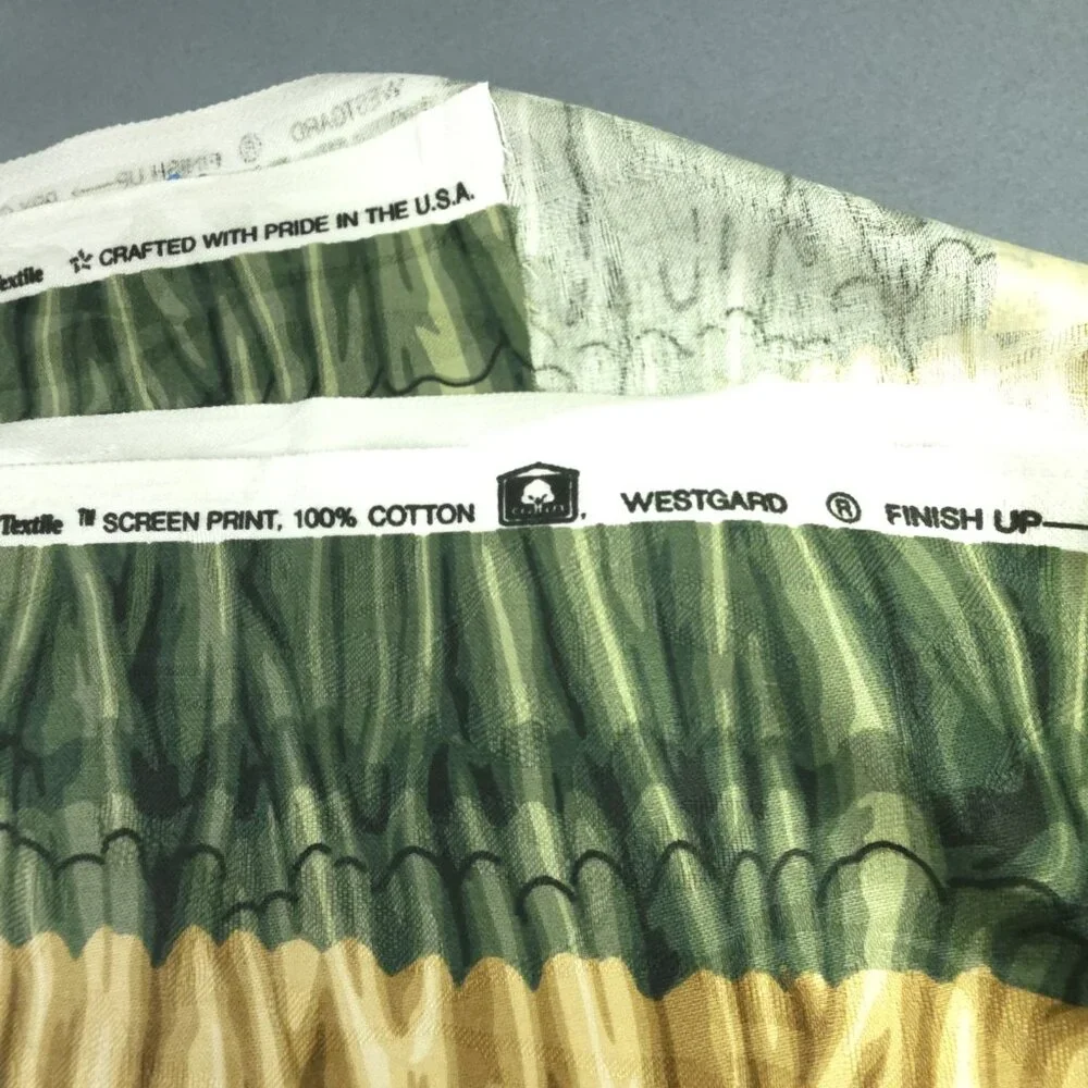 Western Textile Upholstery Fabric Green Gold Screen Print Stripe Tie Dye 2.5 yd